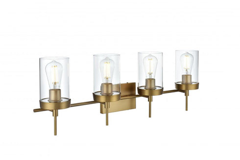 Elegant Lighting Taryin 32 inch Wall Sconce in Satin Gold in Satin Gold and Clear Finish Model: LD7319W32SG