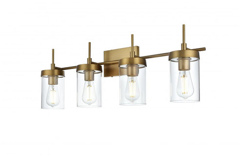 Elegant Lighting Taryin 32 inch Wall Sconce in Satin Gold in Satin Gold and Clear Finish Model: LD7319W32SG