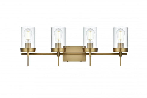 Elegant Lighting Taryin 32 inch Wall Sconce in Satin Gold in Satin Gold and Clear Finish Model: LD7319W32SG