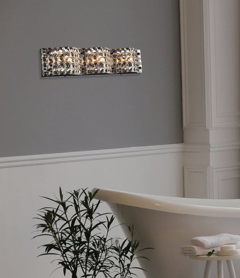 Elegant Lighting Tate 3 light bath sconce in black with clear crystals in Black and Clear Finish Model: LD7001W21BK