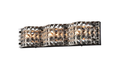 Elegant Lighting Tate 3 light bath sconce in black with clear crystals in Black and Clear Finish Model: LD7001W21BK
