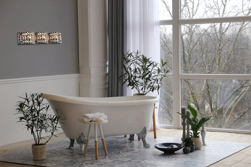 Elegant Lighting Tate 3 light bath sconce in black with clear crystals in Black and Clear Finish Model: LD7001W21BK