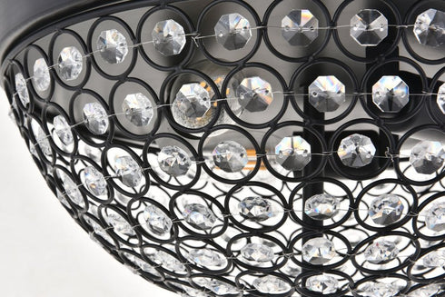 Elegant Lighting Taye 3 light Matte Black Flush Mount in Matte Black and Clear Finish Model: LD5012F13MB
