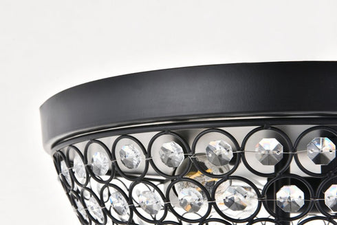 Elegant Lighting Taye 3 light Matte Black Flush Mount in Matte Black and Clear Finish Model: LD5012F13MB