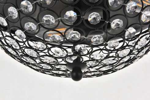Elegant Lighting Taye 3 light Matte Black Flush Mount in Matte Black and Clear Finish Model: LD5012F13MB