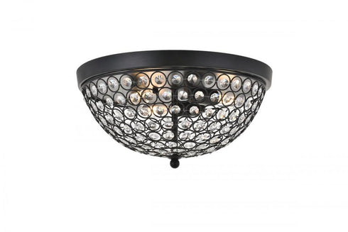 Elegant Lighting Taye 3 light Matte Black Flush Mount in Matte Black and Clear Finish Model: LD5012F13MB