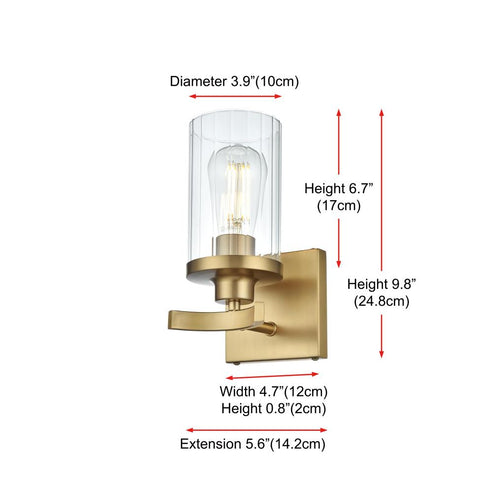 Elegant Lighting Thane 5 inch Wall Sconce in Satin Gold in Satin Gold and Clear Finish Model: LD7316W5SG