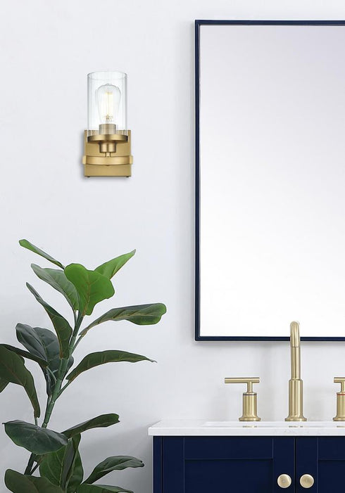 Elegant Lighting Thane 5 inch Wall Sconce in Satin Gold in Satin Gold and Clear Finish Model: LD7316W5SG