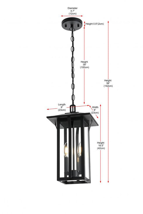 Elegant Lighting Thayer 7 inch Outdoor Pendant in Black Model: OD327H17BK
