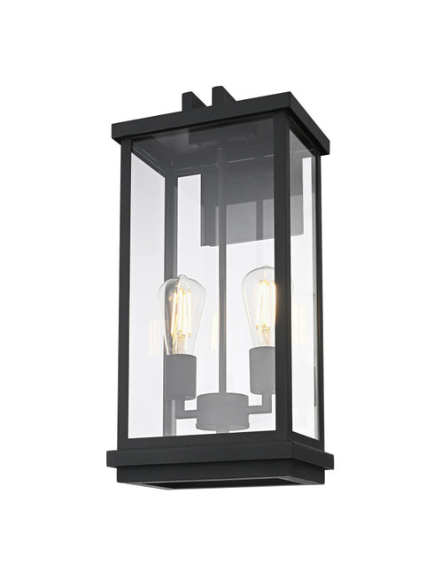 Elegant Lighting Theodore 2 Light Wall Sconce W9.4 Inch E7.8 Inch H20.5 Inch in Black Model: OD404W21BK
