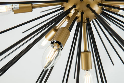 Elegant Lighting Timber 8 light in Brass and Black pendant Model: LD5038D30BK