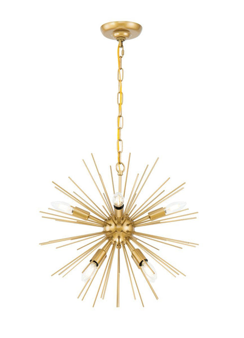 Elegant Lighting Timber 8 light in Brass pendant Model: LD5036D20BR