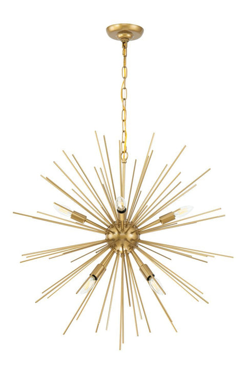 Elegant Lighting Timber 8 light in Brass pendant Model: LD5039D30BR