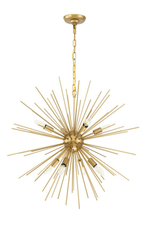Elegant Lighting Timber 8 light in Brass pendant Model: LD5039D30BR