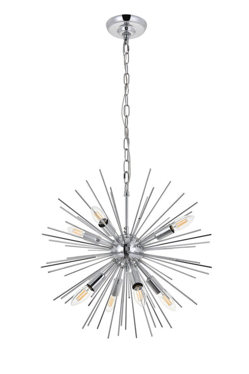 Elegant Lighting Timber 8 light in Chrome Pendant Model: LD5051D20C
