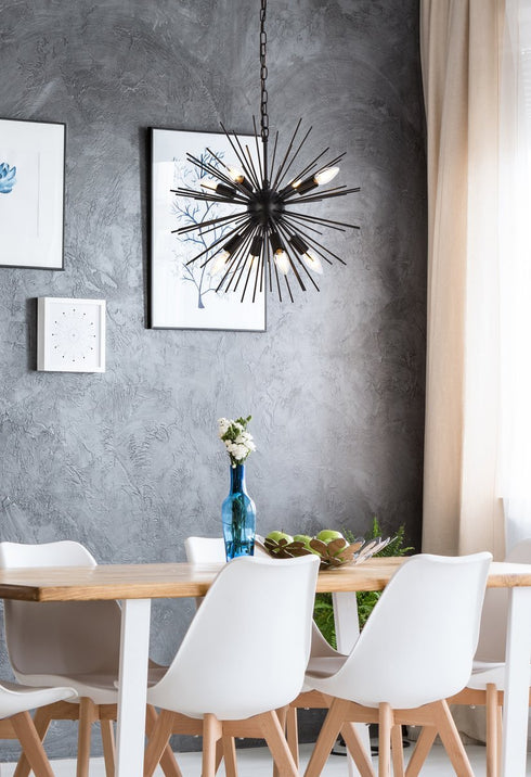 Elegant Lighting Timber 8 lights black pendant Model: LD5051D20BK