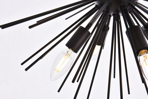 Elegant Lighting Timber 8 lights black pendant Model: LD5051D20BK