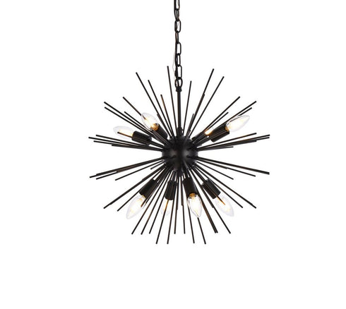 Elegant Lighting Timber 8 lights black pendant Model: LD5051D20BK