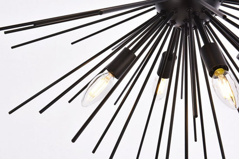 Elegant Lighting Timber 8 lights black pendant Model: LD5051D30BK