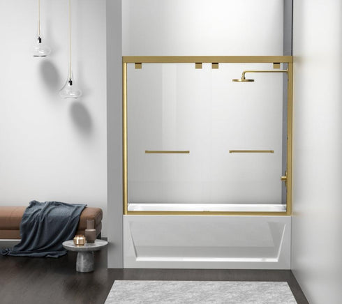 Elegant Lighting Trenton Semi frameless Tub Door 60x60 in Brushed Gold Model: TD333-6060BGD