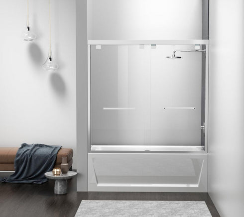 Elegant Lighting Trenton Semi frameless Tub Door 60x60 in Brushed Gold Model: TD333-6060BGD