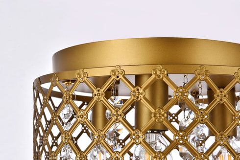 Elegant Lighting Tully 3 lights brass flush mount in Brass and Clear Finish Model: LD5010F10BR