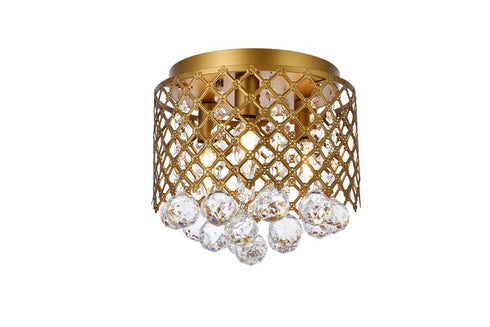 Elegant Lighting Tully 3 lights brass flush mount in Brass and Clear Finish Model: LD5010F10BR