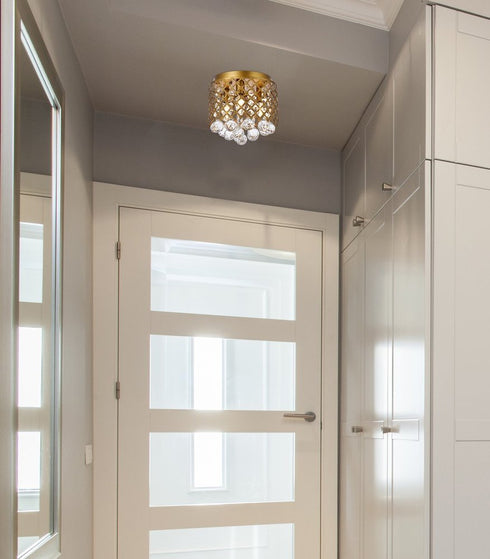 Elegant Lighting Tully 3 lights brass flush mount in Brass and Clear Finish Model: LD5010F10BR