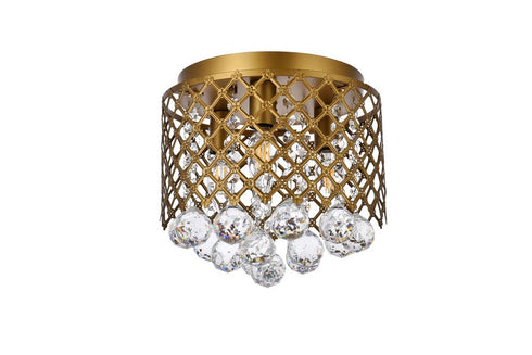 Elegant Lighting Tully 3 lights brass flush mount in Brass and Clear Finish Model: LD5010F10BR