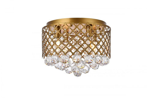 Elegant Lighting Tully 4 lights brass flush mount in Brass and Clear Finish Model: LD5010F13BR