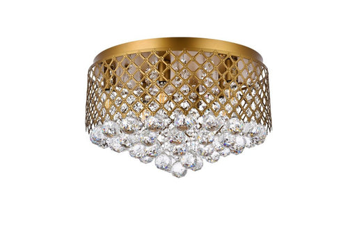 Elegant Lighting Tully 6 lights brass flush mount in Brass and Clear Finish Model: LD5010F18BR