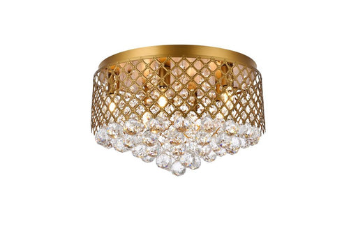 Elegant Lighting Tully 6 lights brass flush mount in Brass and Clear Finish Model: LD5010F18BR
