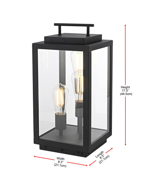 Elegant Lighting Valentin Lawn Light L8.3 Inch W8.3 Inch H17.5 Inch in Black Model: OD418L18BK