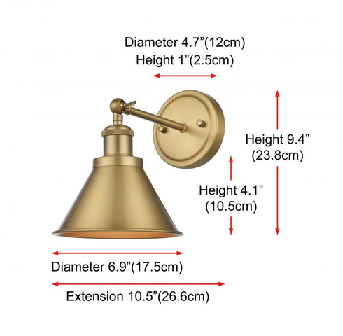 Elegant Lighting Vaman 7 inch Wall Sconce in Satin Gold Model: LD7324W7SG