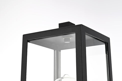 Elegant Lighting Veda 15 inch Outdoor Post light in Black in Black and Clear Finish Model: OD608P15BK