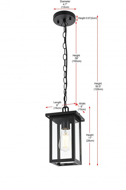 Elegant Lighting Venango 7 inch Outdoor Pendant in Black Model: OD324H11BK