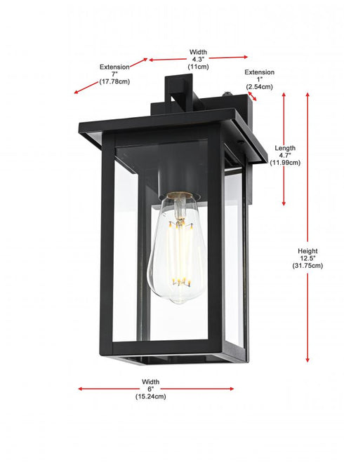 Elegant Lighting Venango 7 inch Outdoor Pendant in Black Model: OD324W12BK