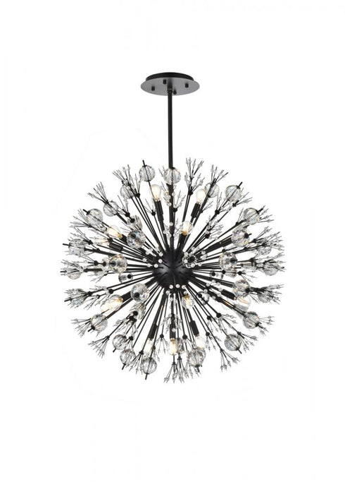 Elegant Lighting Vera 32 inch crystal starburst round pendant in black Model: 2550D32BK