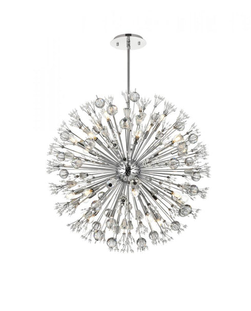 Elegant Lighting Vera 38 inch crystal starburst round pendant in black Model: 2550D38BK
