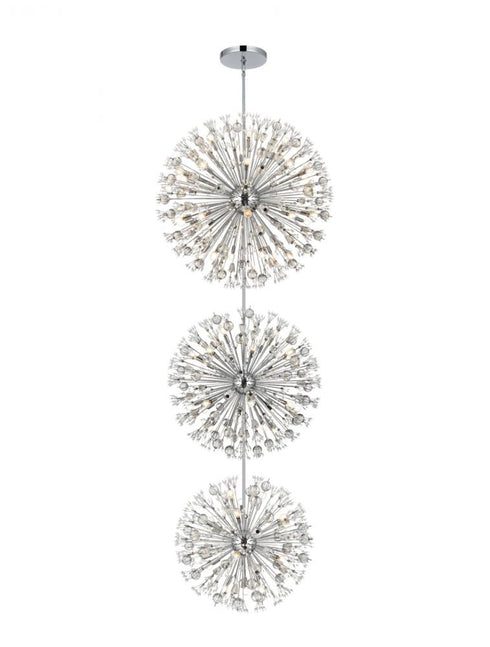 Elegant Lighting Vera 44 inch three tiers crystal starburst chandelier in black Model: 2550G44L3BK