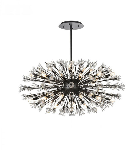 Elegant Lighting Vera 48 inch crystal starburst oval pendant in black Model: 2550D48BK