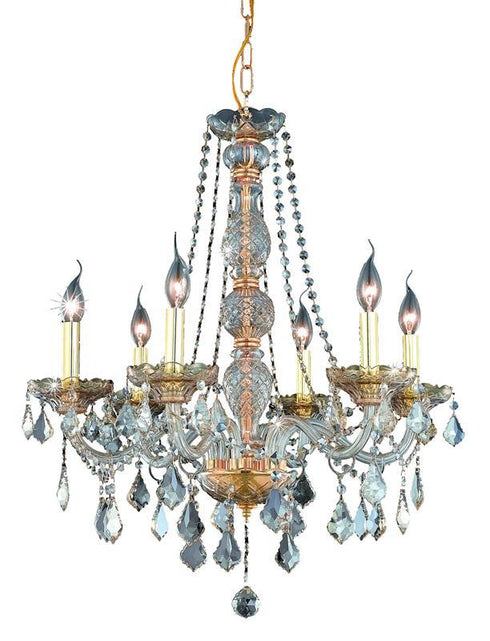 Elegant Lighting Verona 6 Light Dining Room in Royal Cut Golden Shadow (Champagne) Finish Model: 7856D24GS-GS/RC