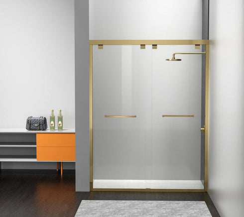 Elegant Lighting Warren Semi frameless Shower Door 48x76 in Brushed Gold Model: SD303-4876BGD