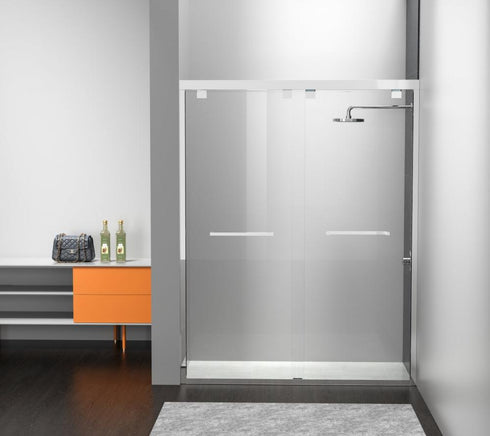 Elegant Lighting Warren Semi frameless Shower Door 48x76 in Brushed Gold Model: SD303-4876BGD