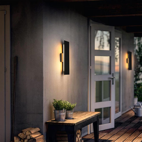 Elegant Lighting Waylen 4.5 x 18 inch Outdoor Wall Sconce in Black Model: OD506W18BK