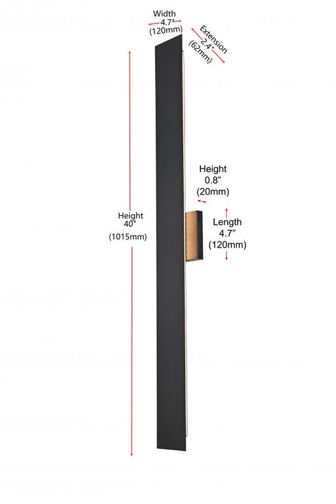 Elegant Lighting Waylen 4.5 x 40 inch Outdoor Wall Sconce in Black Model: OD506W40BK
