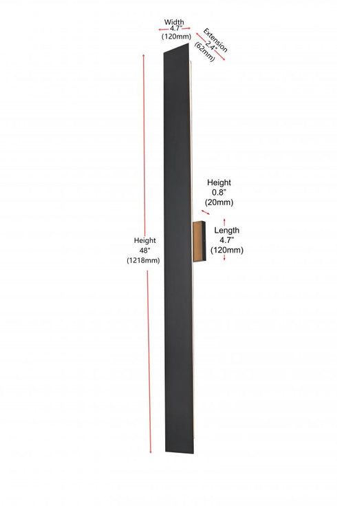 Elegant Lighting Waylen 4.5 x 48 inch Outdoor Wall Sconce in Black Model: OD506W48BK