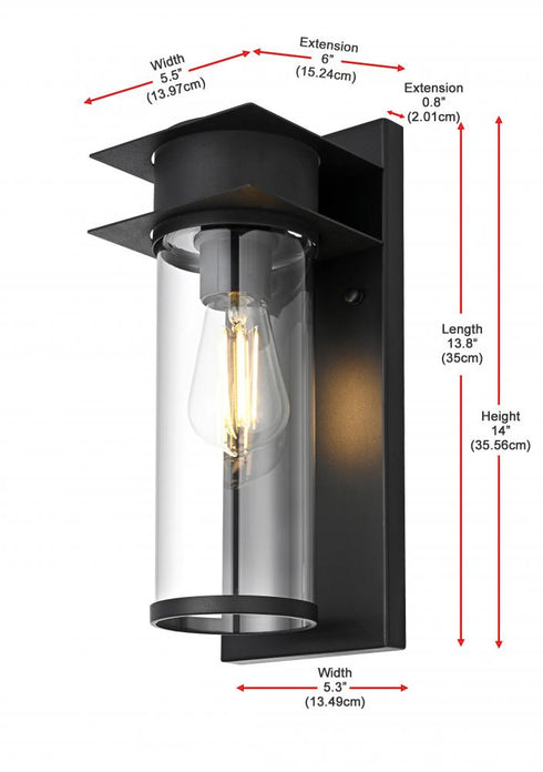 Elegant Lighting Westmont 7 inch Outdoor Pendant in Black Model: OD363W14BK