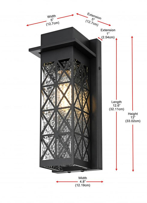Elegant Lighting Wildey 7 inch Outdoor Pendant in Black Model: OD361W13BK