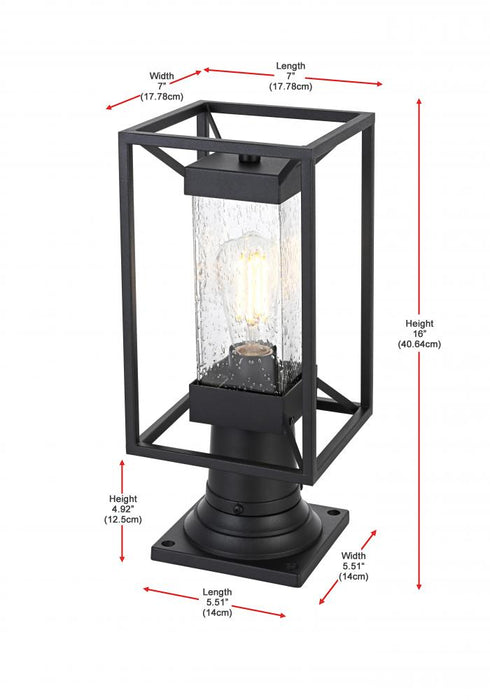 Elegant Lighting Willington 7 inch Outdoor Pendant in Black Model: OD329P16BK